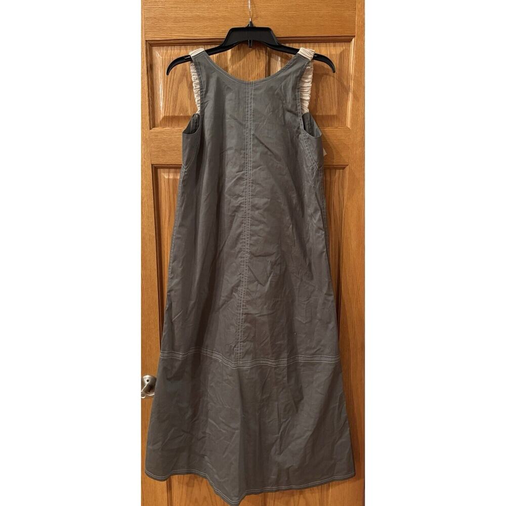 SOCIALITE Seamed Stretch Cotton Midi Dress - Olive/Ivory - Picture 4 of 6